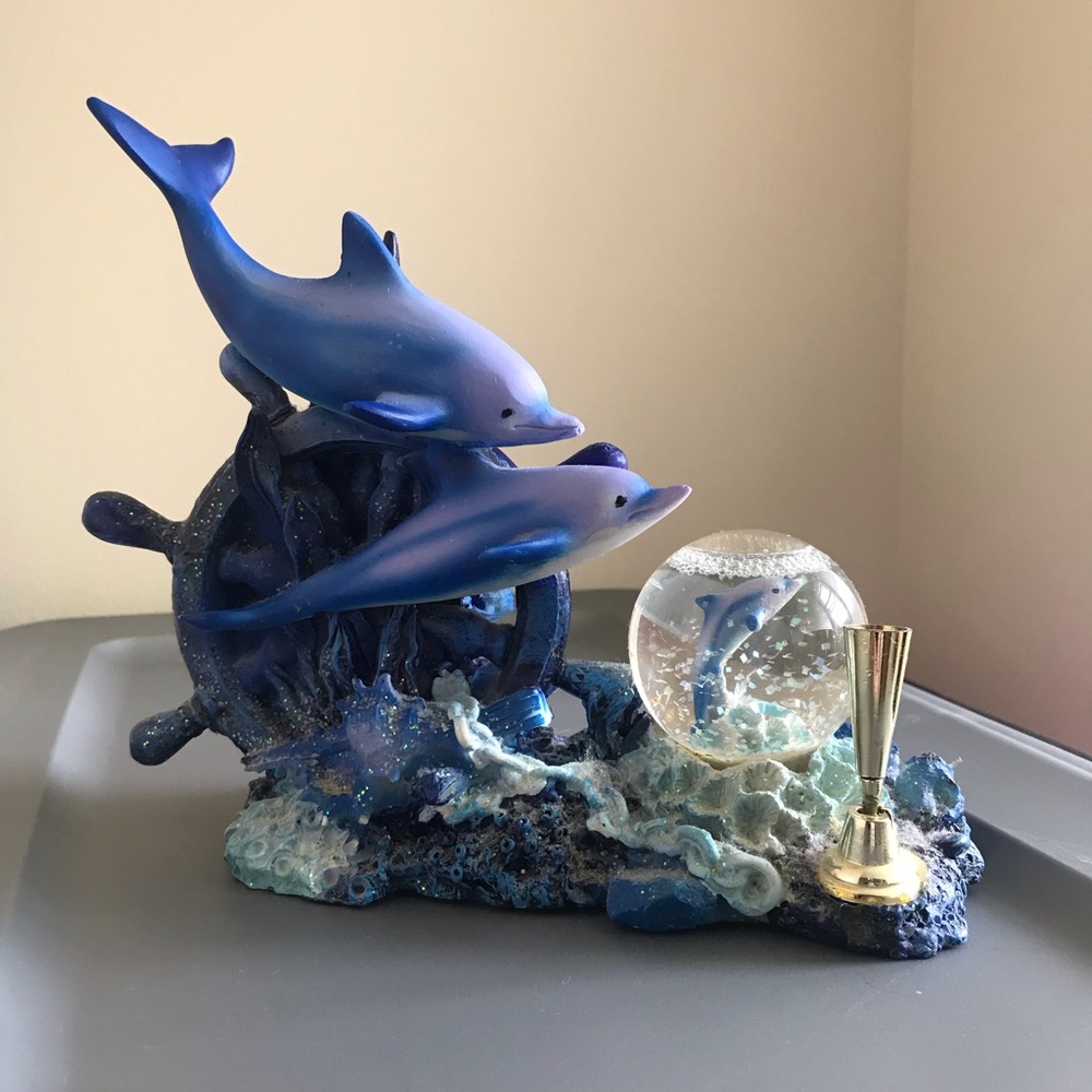 Dolphin globe and pen holder